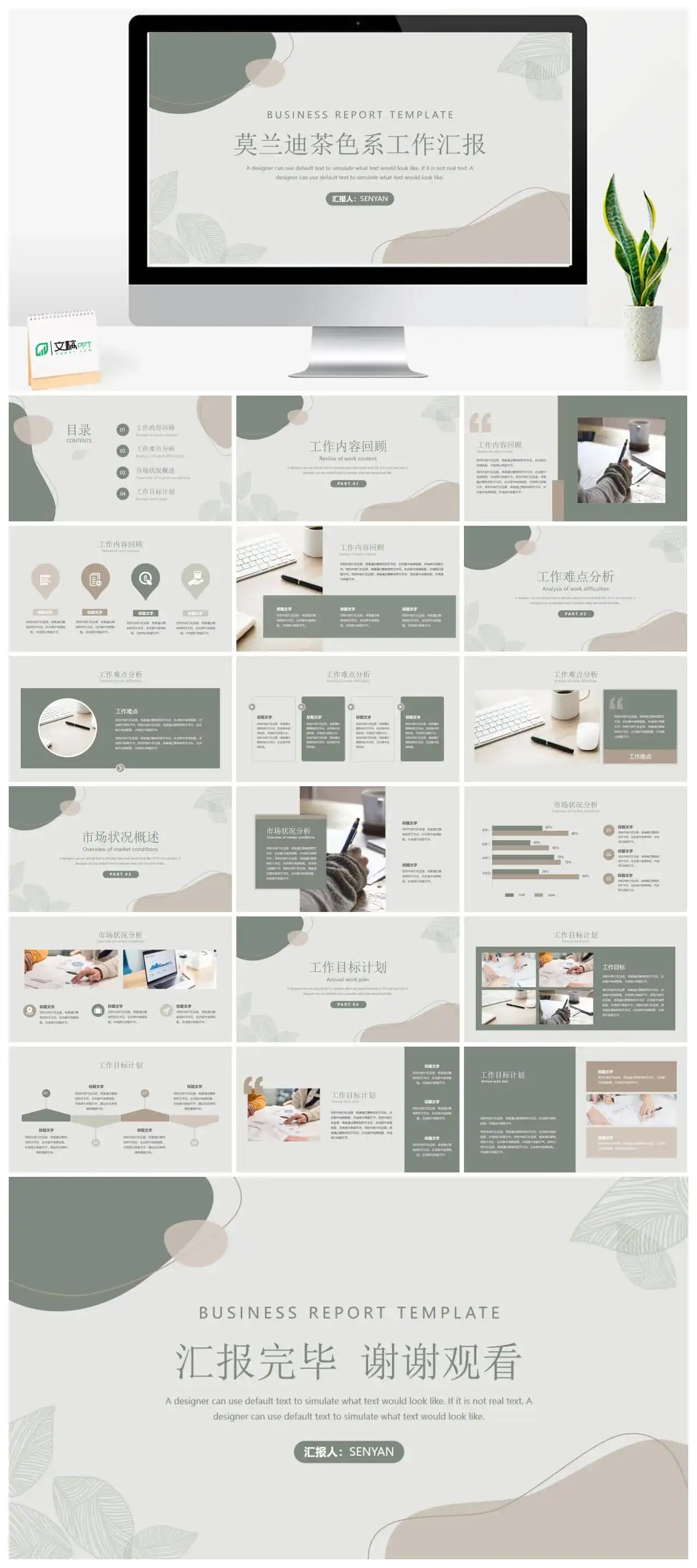 莫兰迪茶色系工作汇报