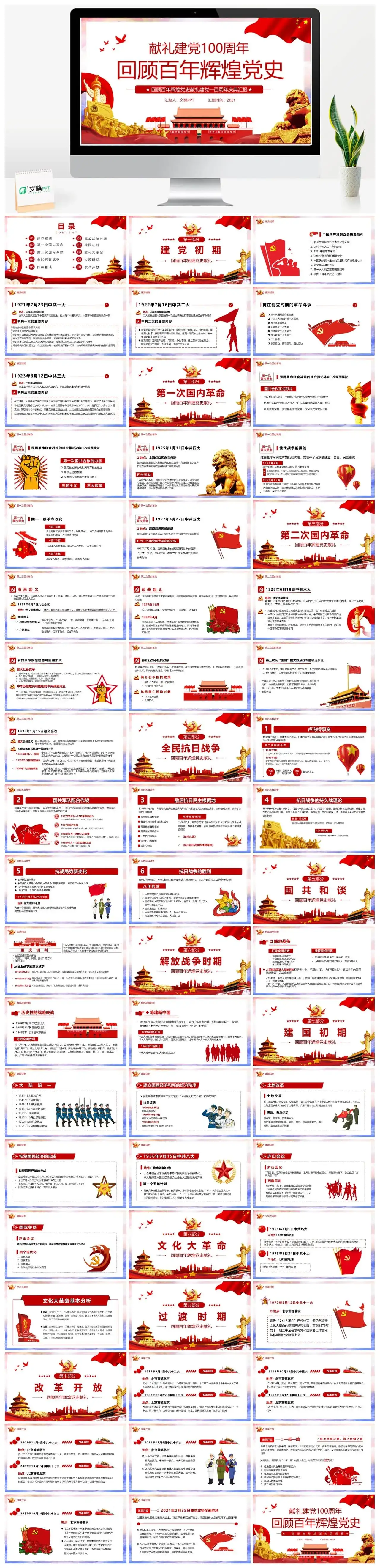 百年党史建党100周年PPT模板