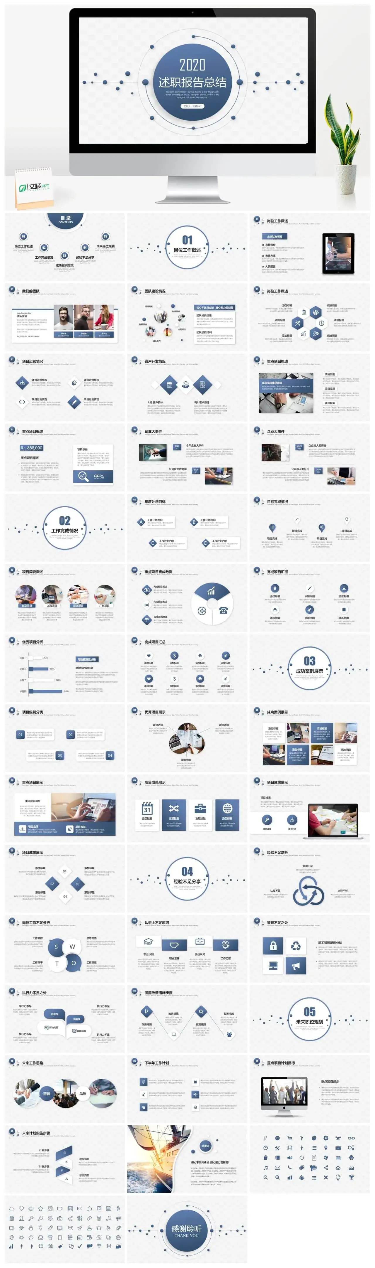 大气实用述职报告PPT模板