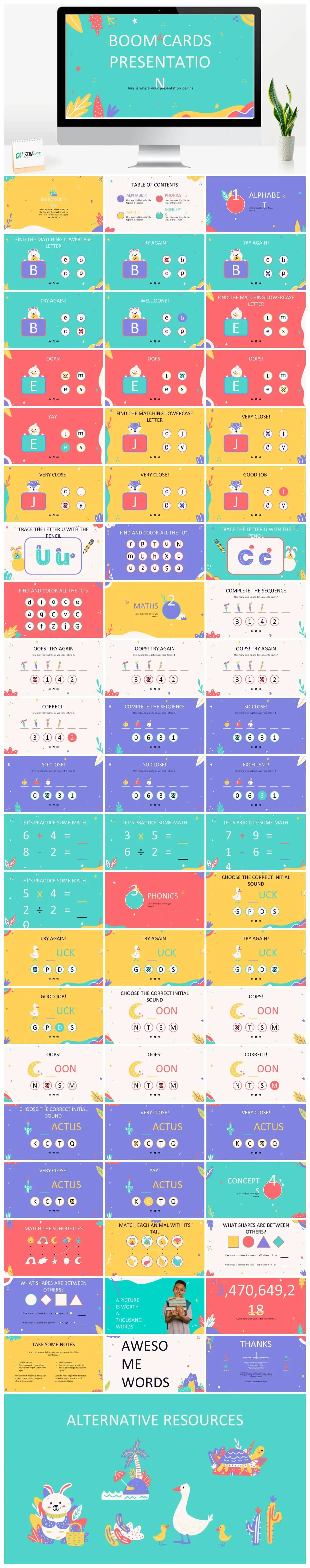 炫彩卡通幼儿教育幻灯片模板