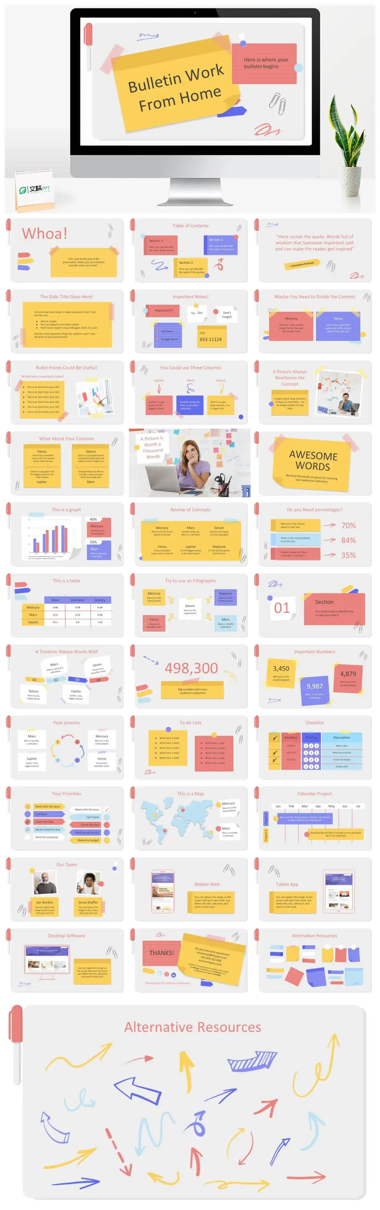 卡通幼儿教育手绘风格PPT模板素材