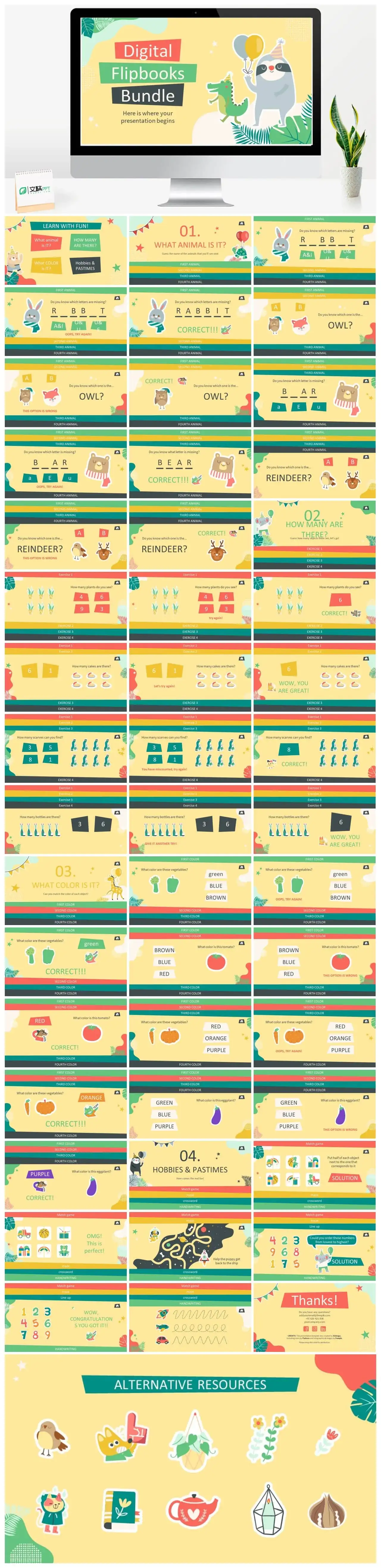 卡通绿色幻灯片模板下载