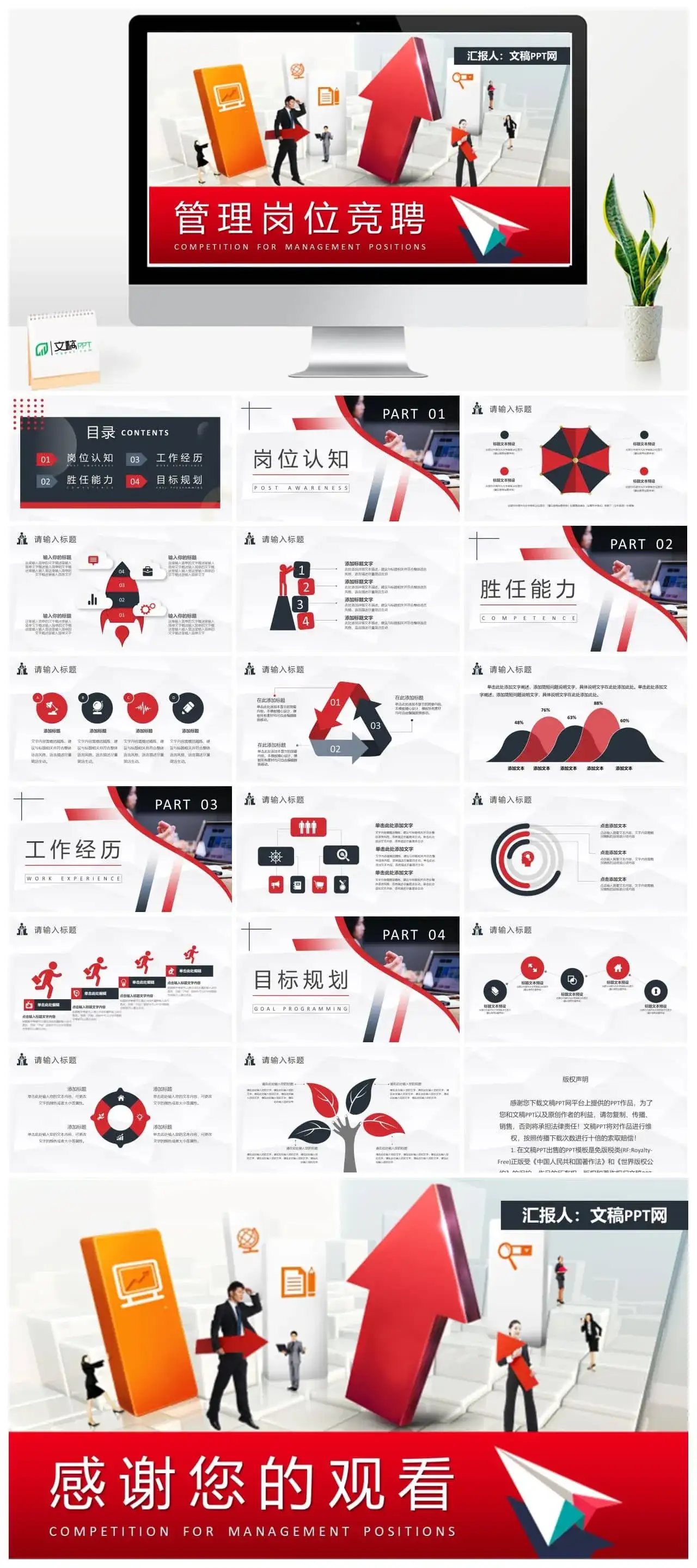 销售管理岗位竞聘工作总结职位晋升演讲汇报PPT模板