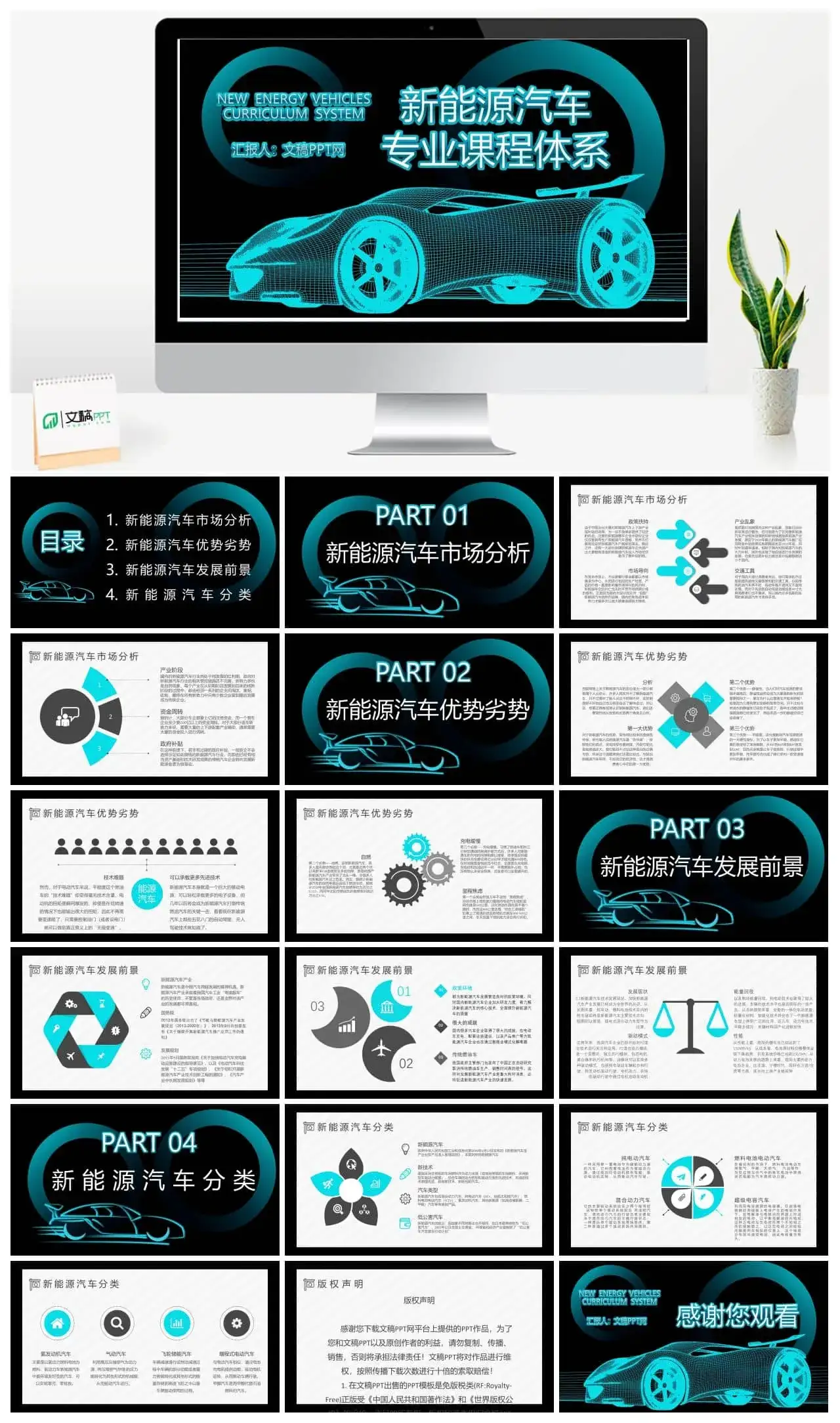 新能源汽车的发展现状优点缺点市场分析发展前景及趋势优劣势PPT模板