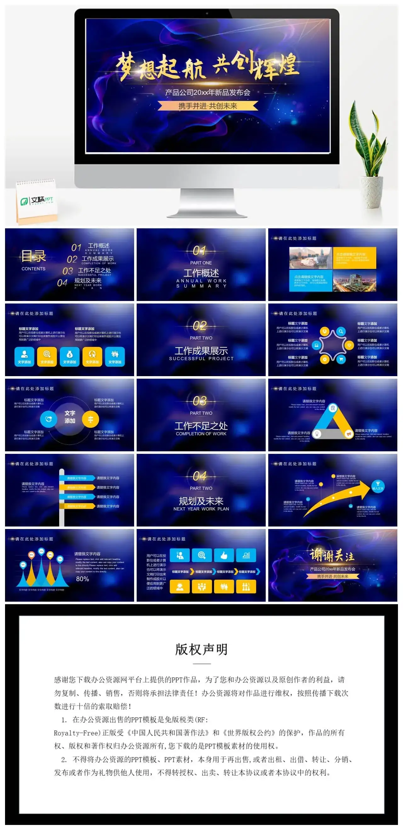 梦想起航共创辉煌产品公司新品发布会PPT模板