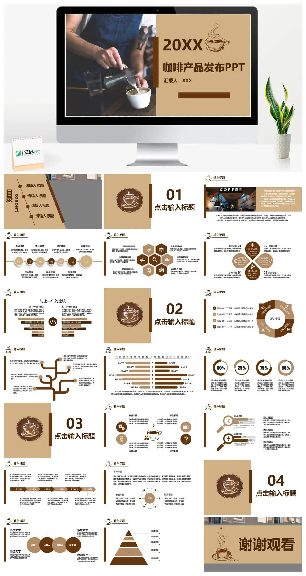 咖啡产品发布会企业宣传PPT模板