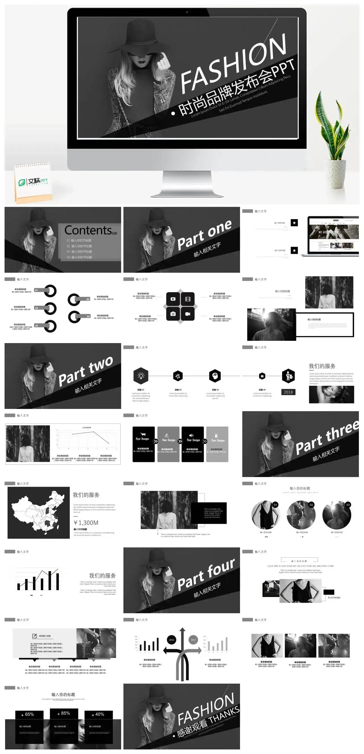 高端服装时尚品牌发布会动态PPT模板