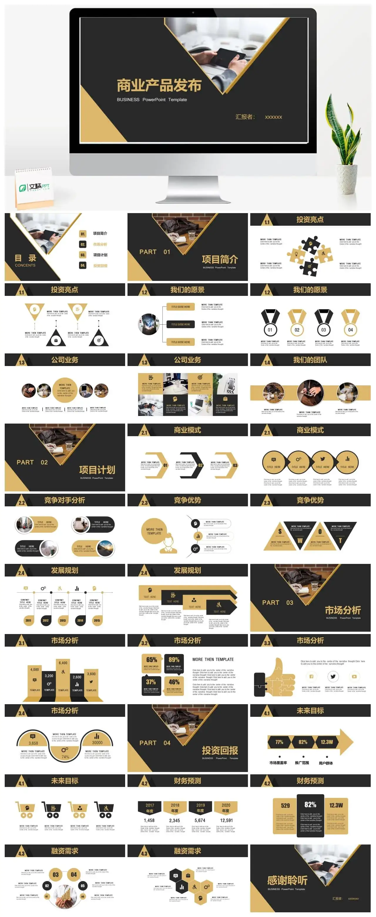 黑色大气商务产品背景优势介绍创意培训发布PPT模板
