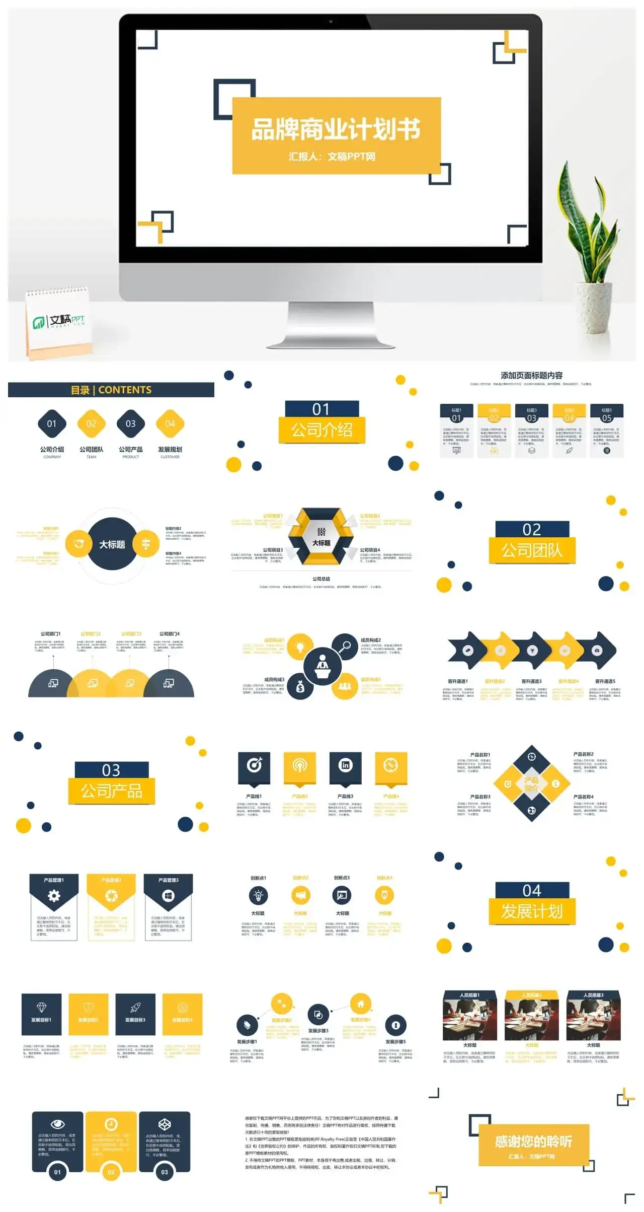 白色商务风格品牌商业计划书PPT模板