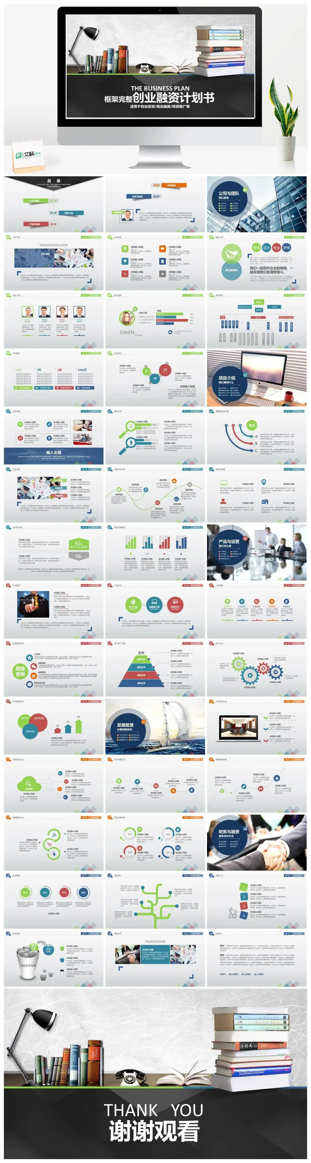 框架完整创业融资计划书PPT模板