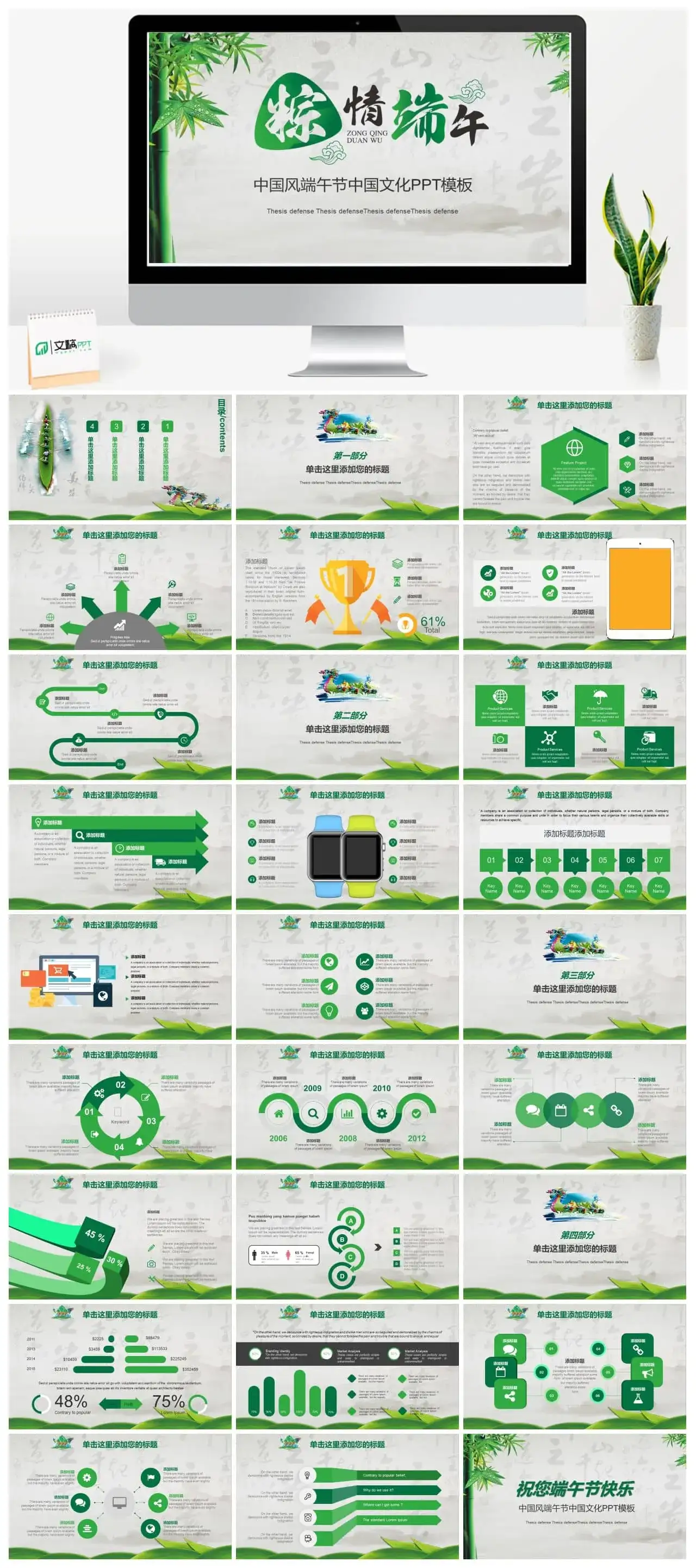 中国风端午节中国文化PPT模板