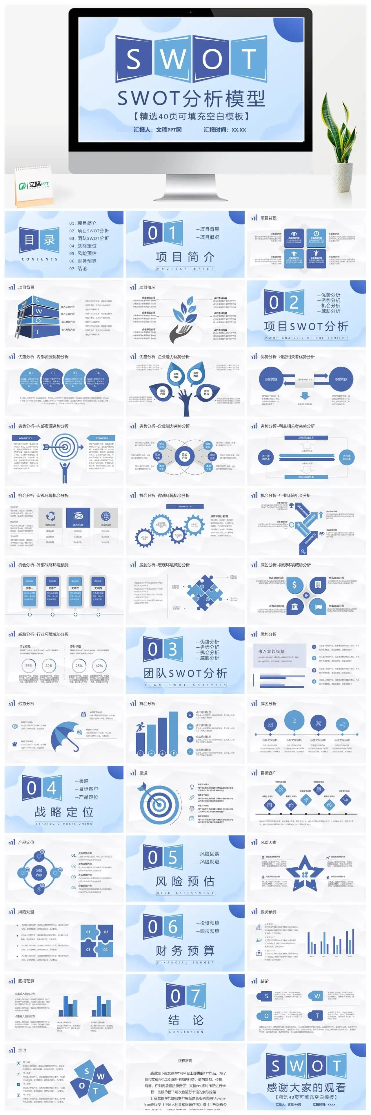 企业项目分析案例汇报SWOT分析模型内容培训PPT模板