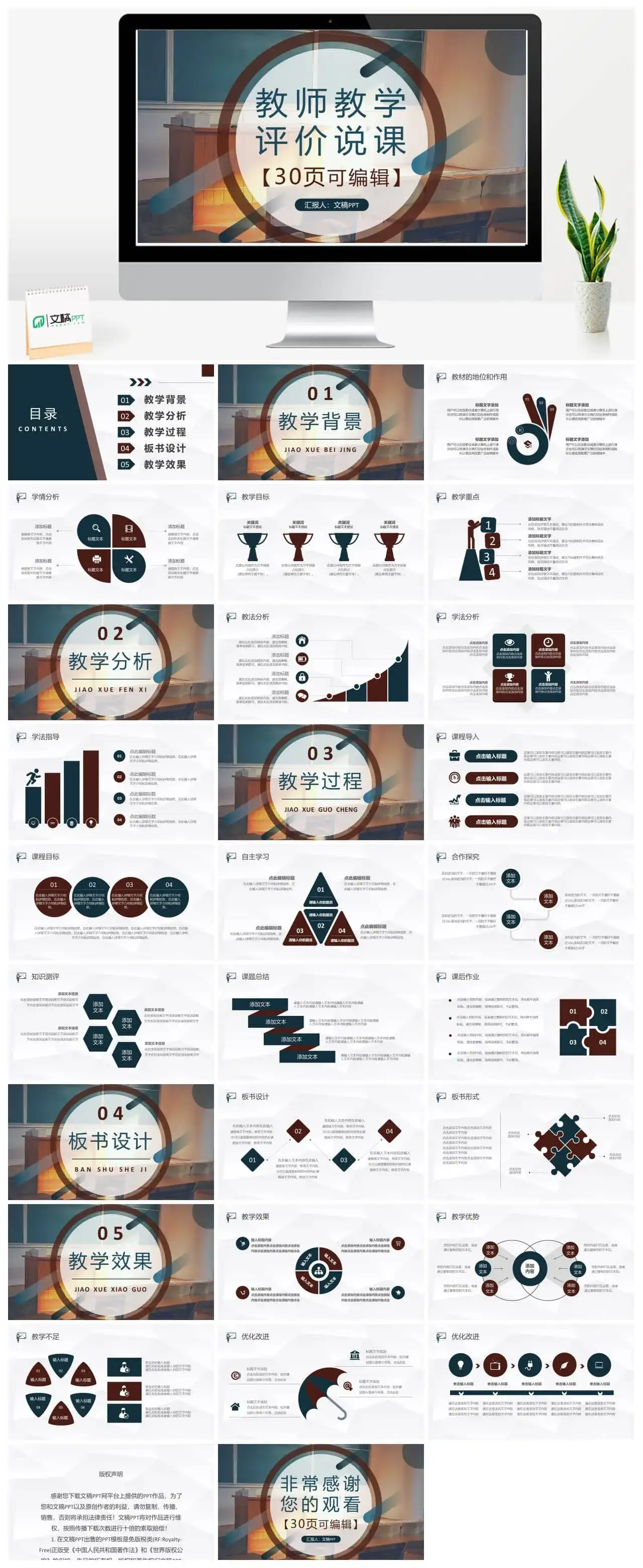 教学教案教师说课评价课件PPT模板