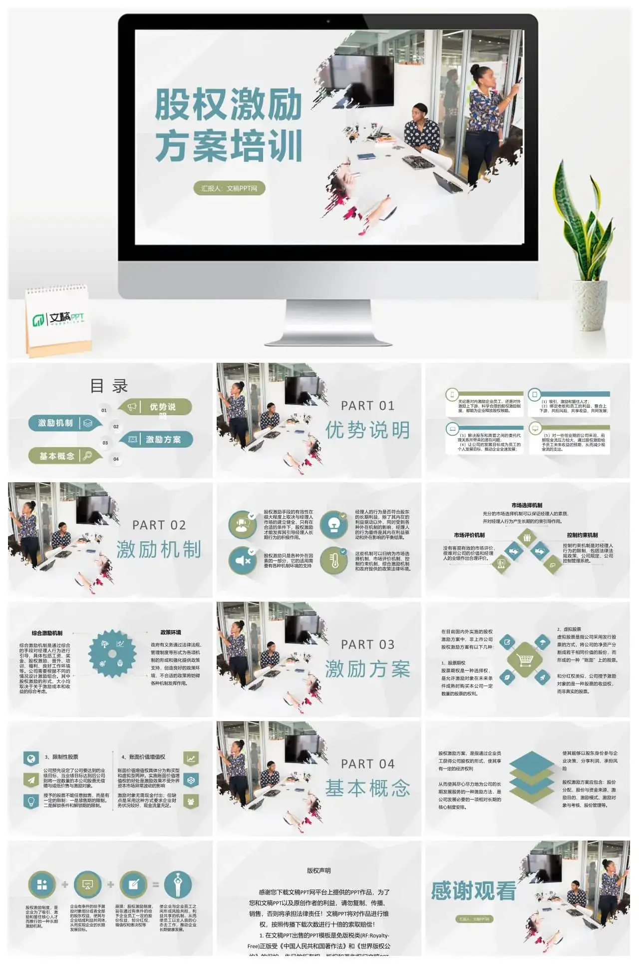 公司利润分配方案汇报部门员工股权激励方案培训PPT模板