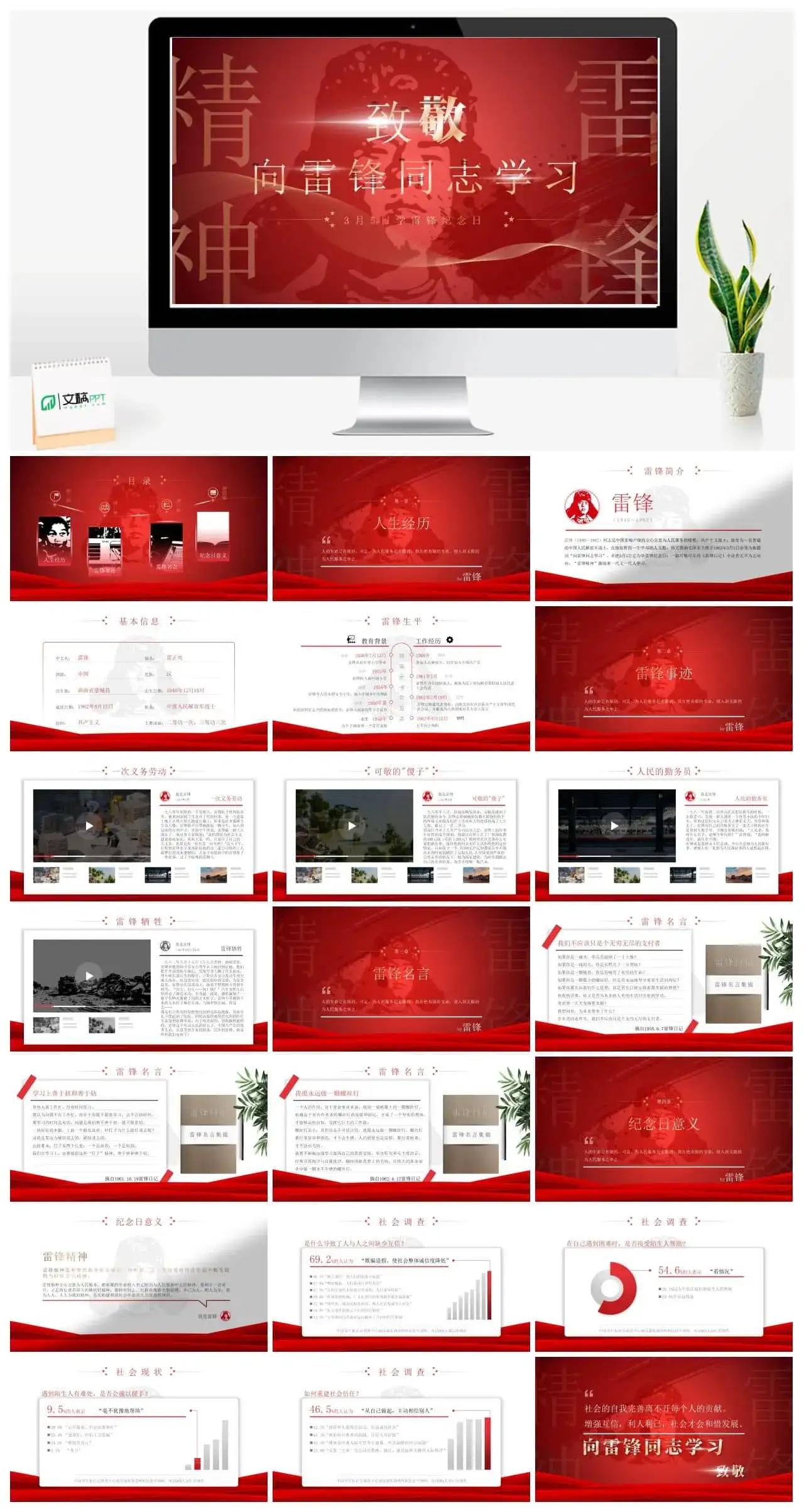 3月6日学雷锋纪念日知识普及PPT模板