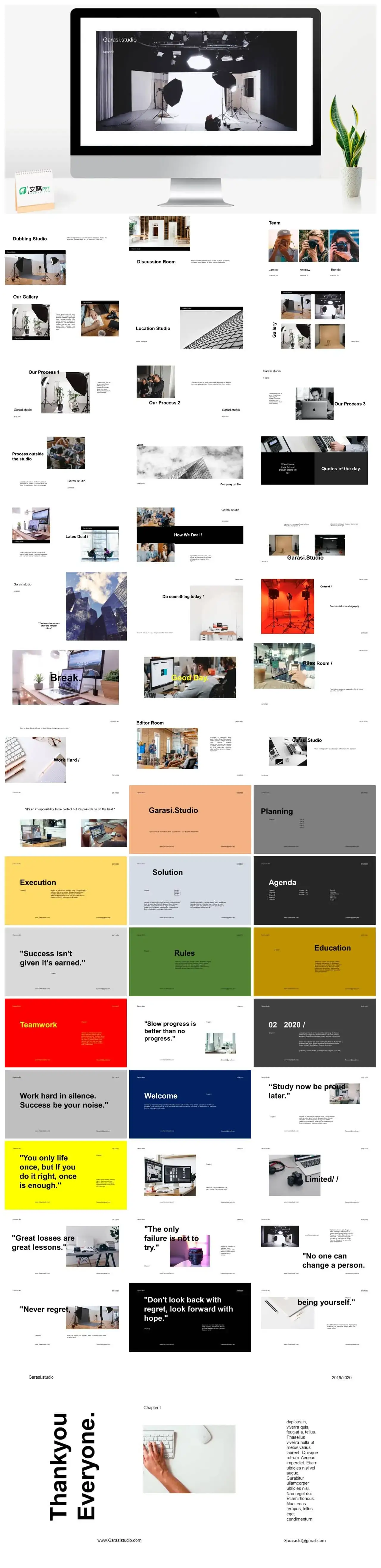 黑白摄影工作室简约风PPT模板