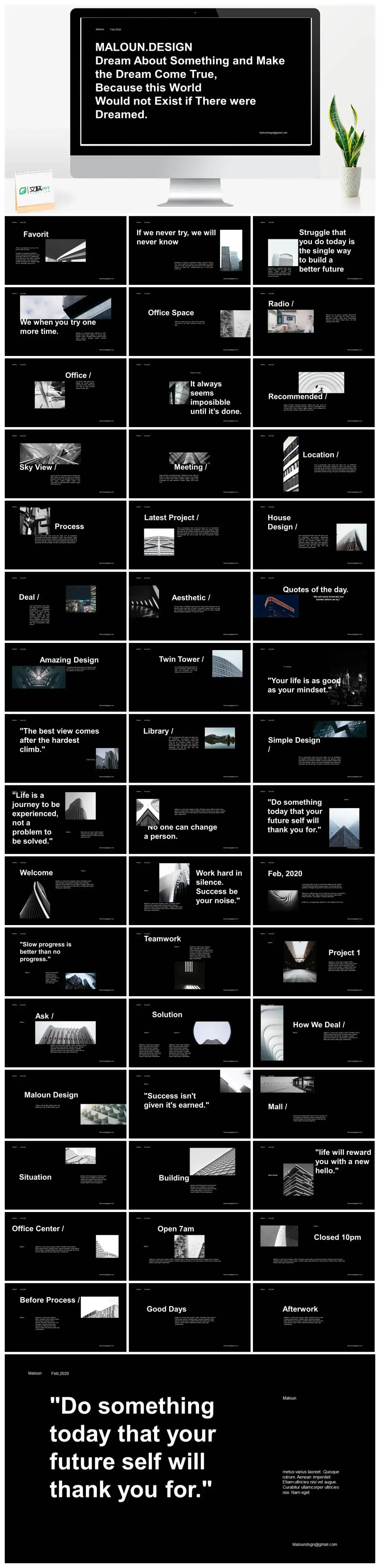 黑色建筑简约型PPT模板