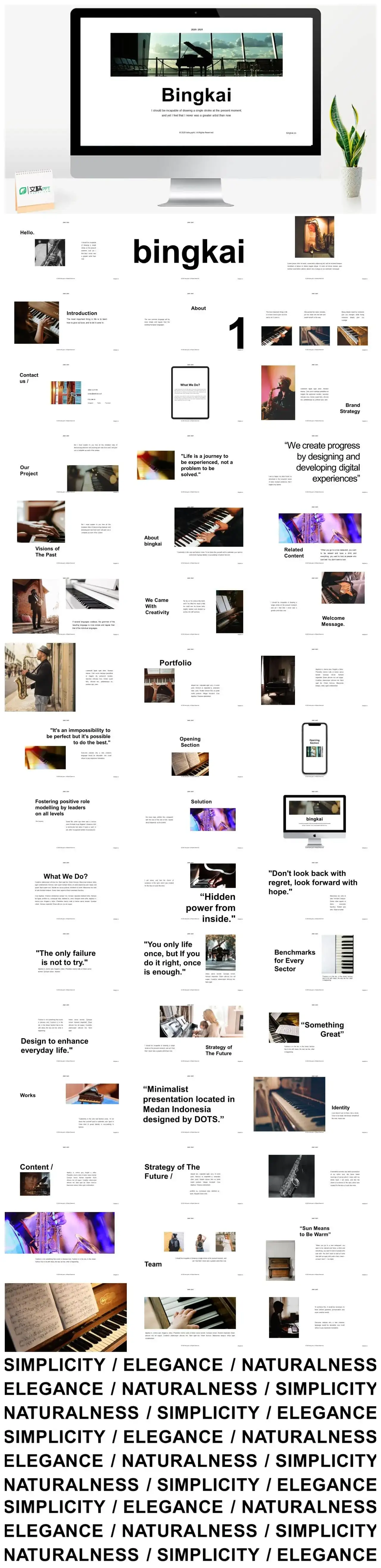 白色钢琴简约风PPT模板