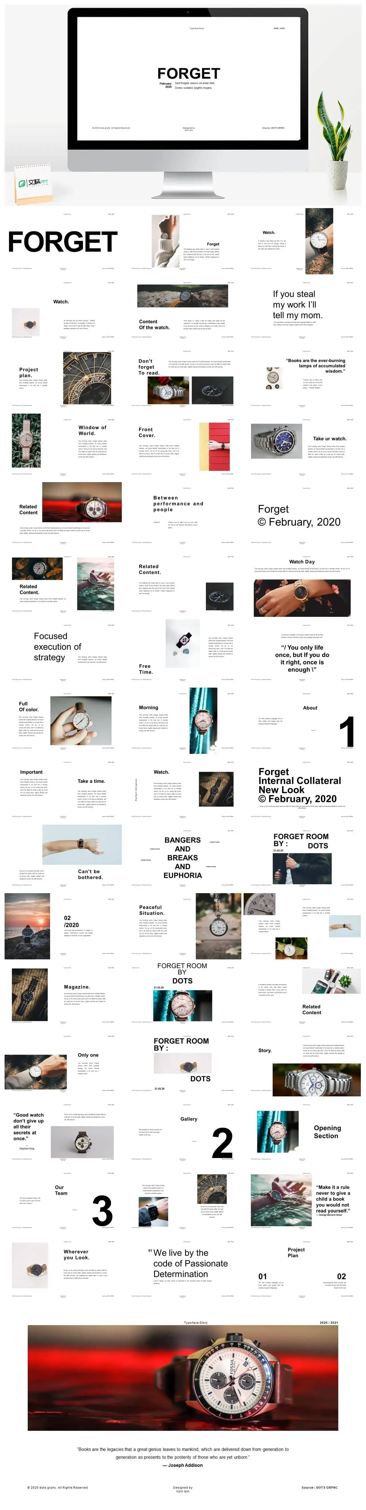 白色手表计划总结PPT模板