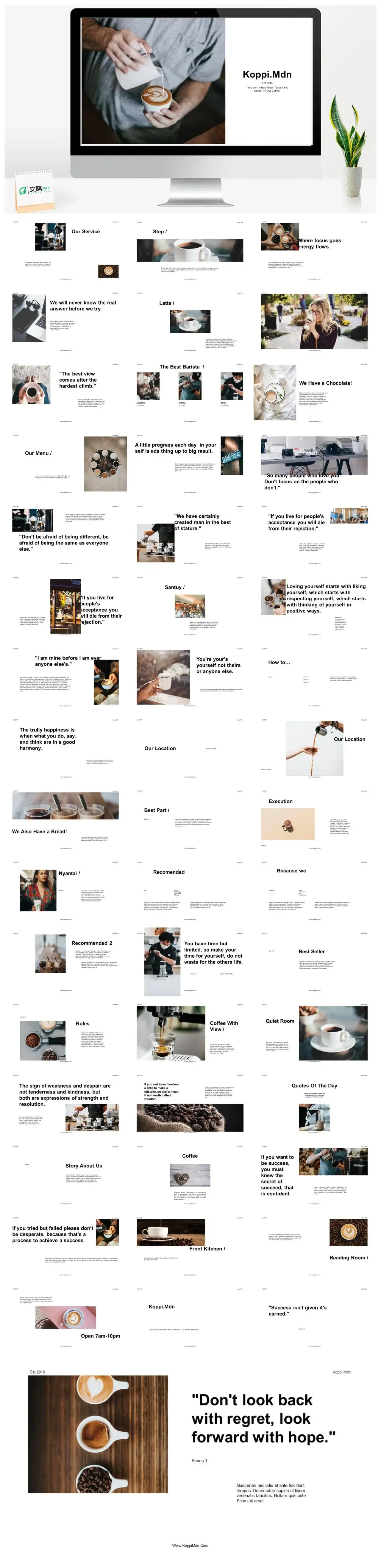 白色咖啡工作汇报PPT模板