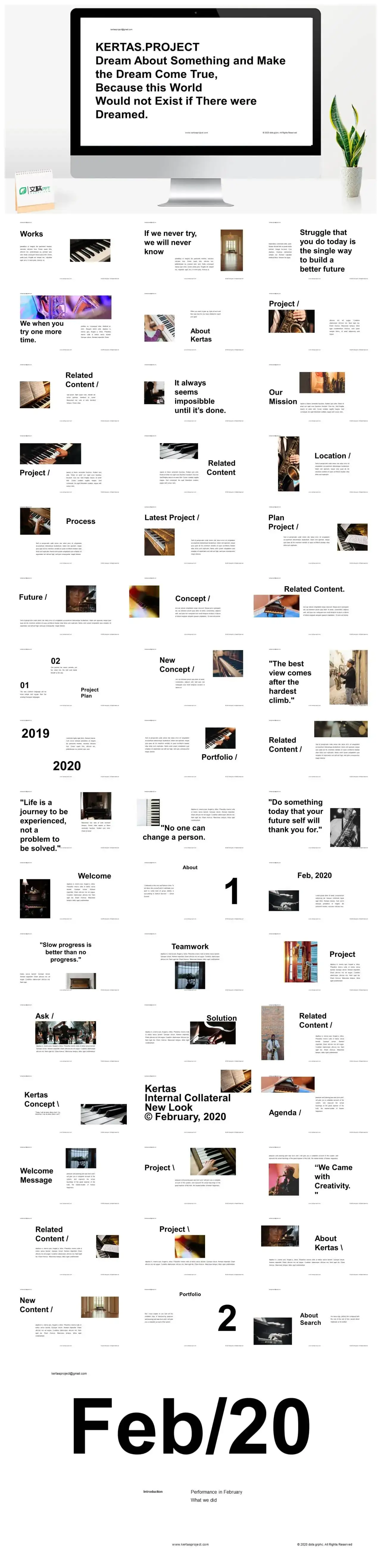 白色钢琴公司介绍PPT模板
