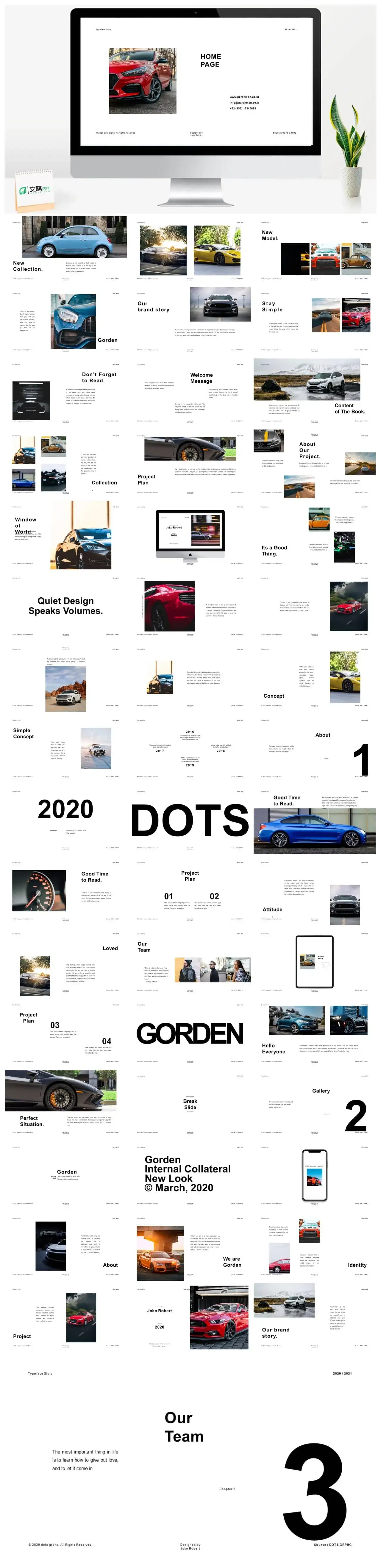 白色汽车计划总结PPT模板