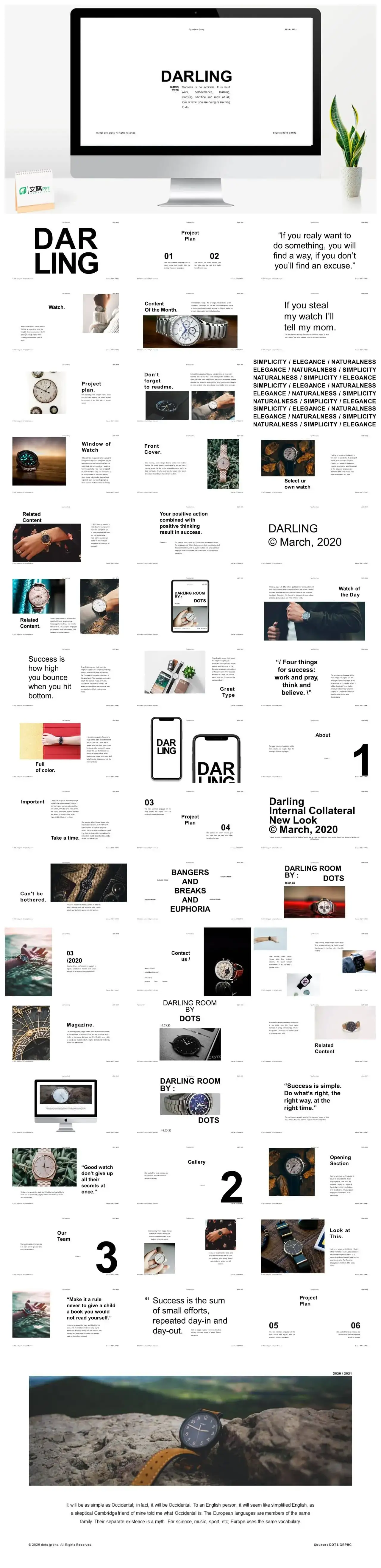 白色手表工作汇报PPT模板