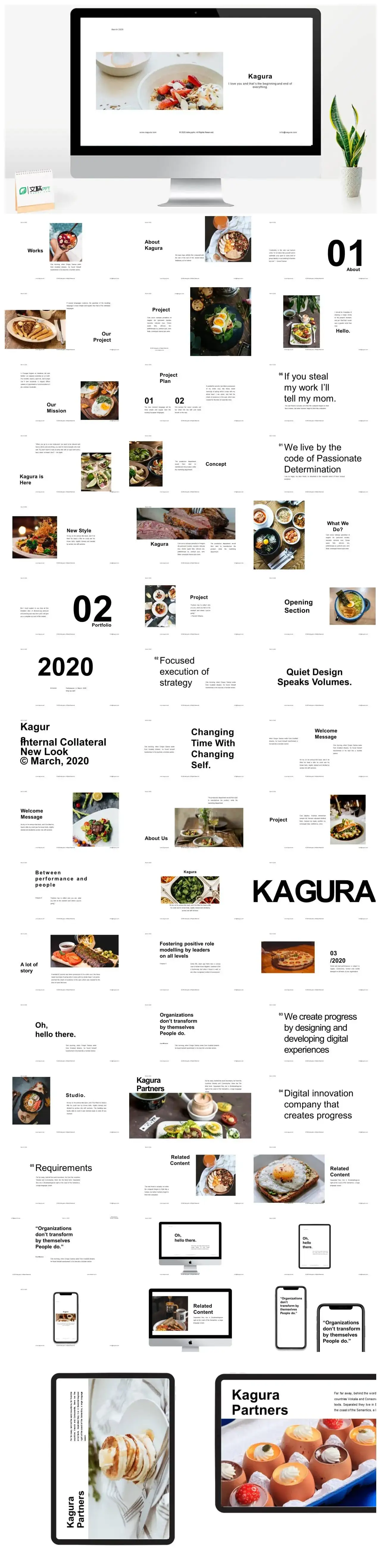 白色食物工作汇报PPT模板