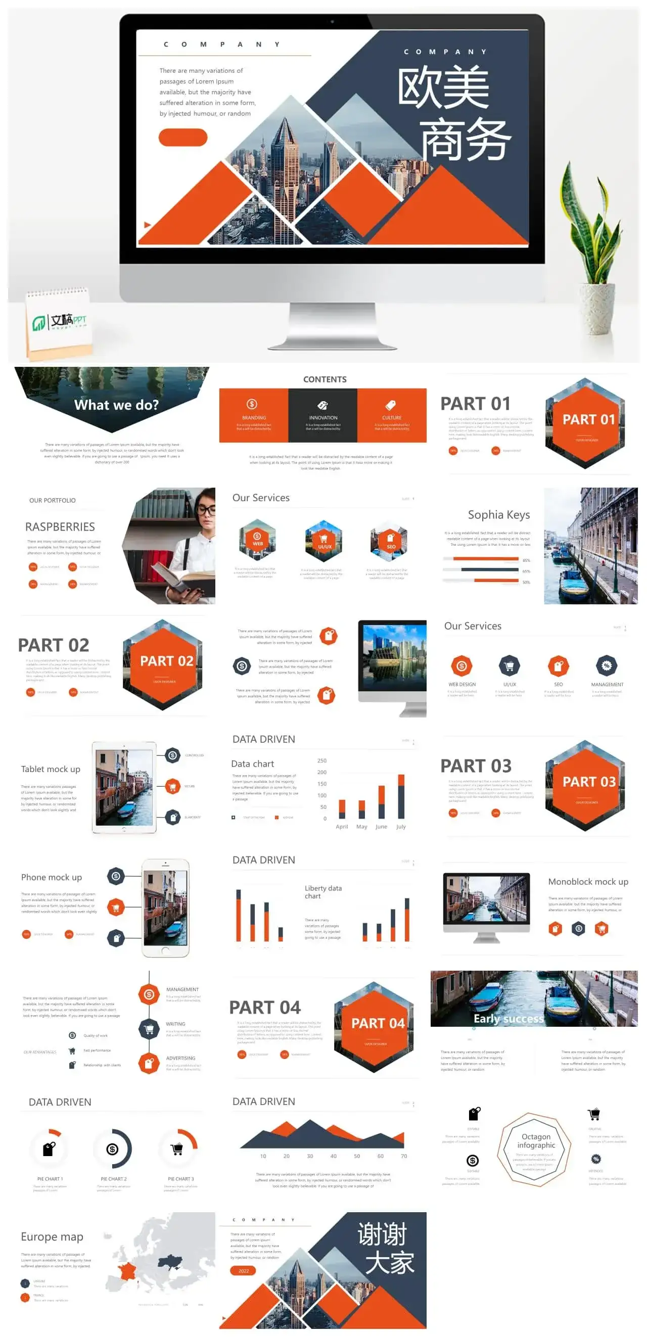 欧美风创业融资沟通ppt模板