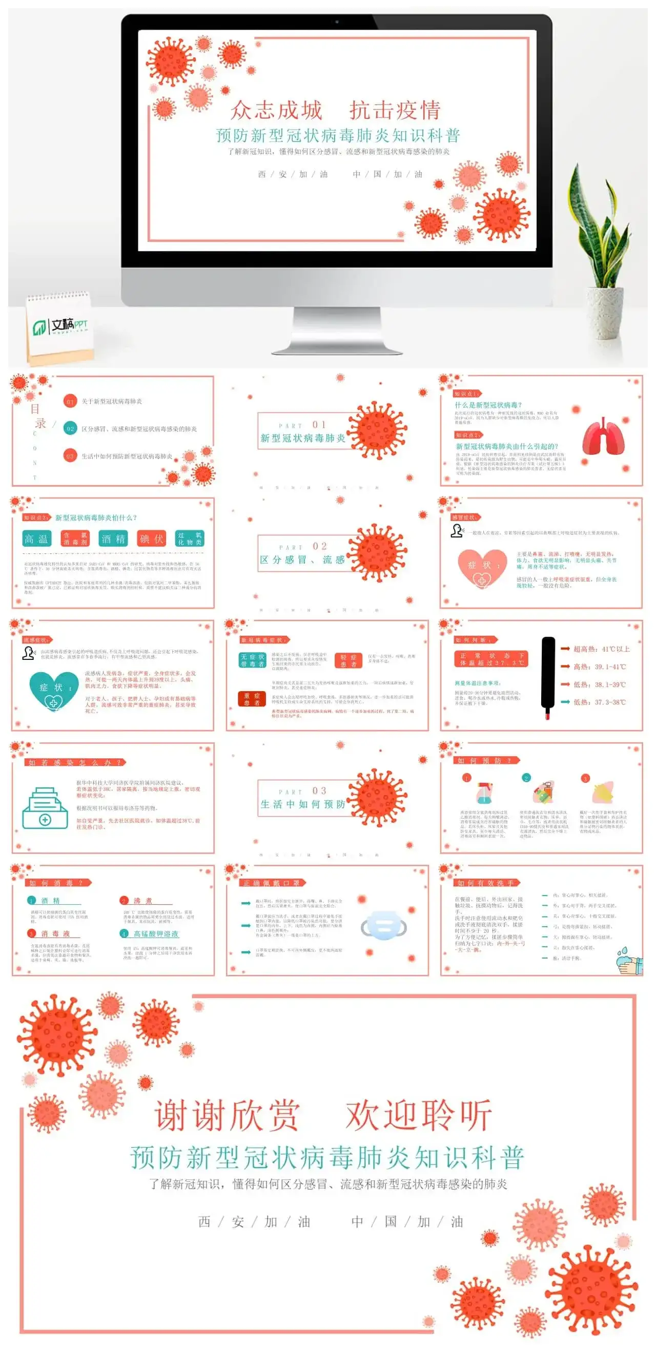 新型新冠病毒知识普及ppt模板