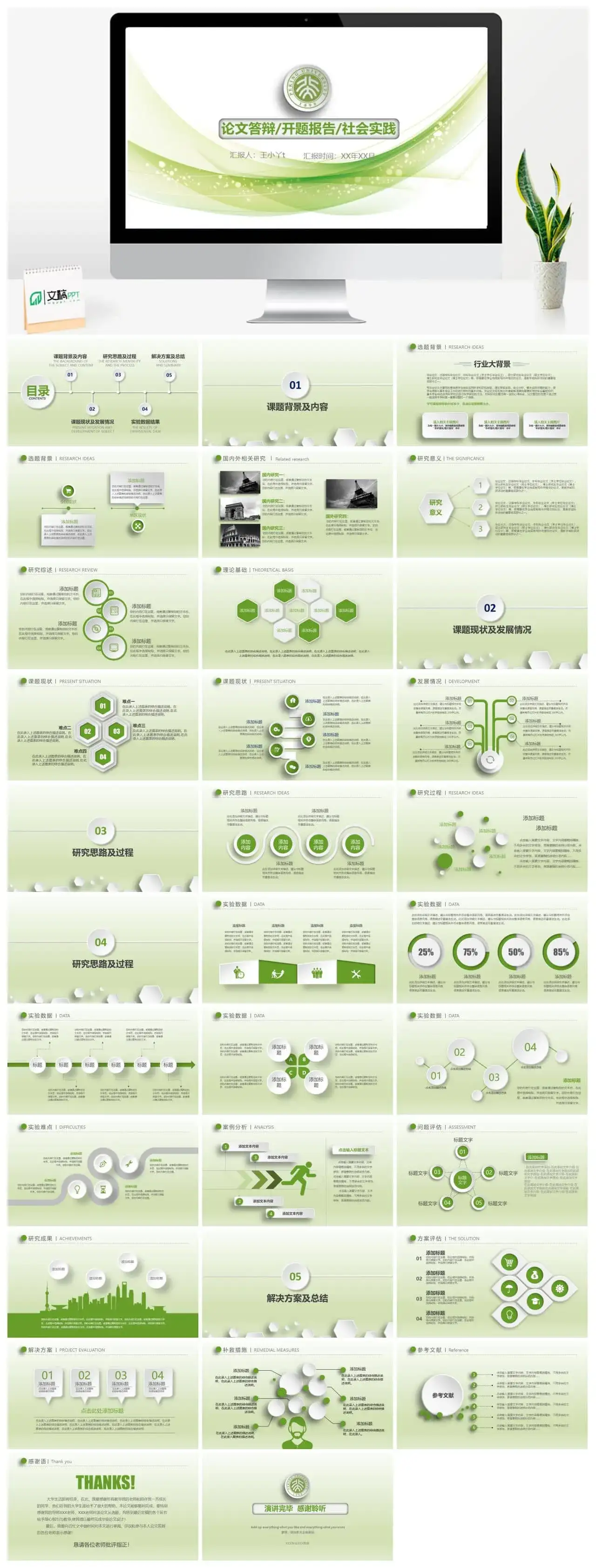 论文答辩开题报告社会实践PPT模板