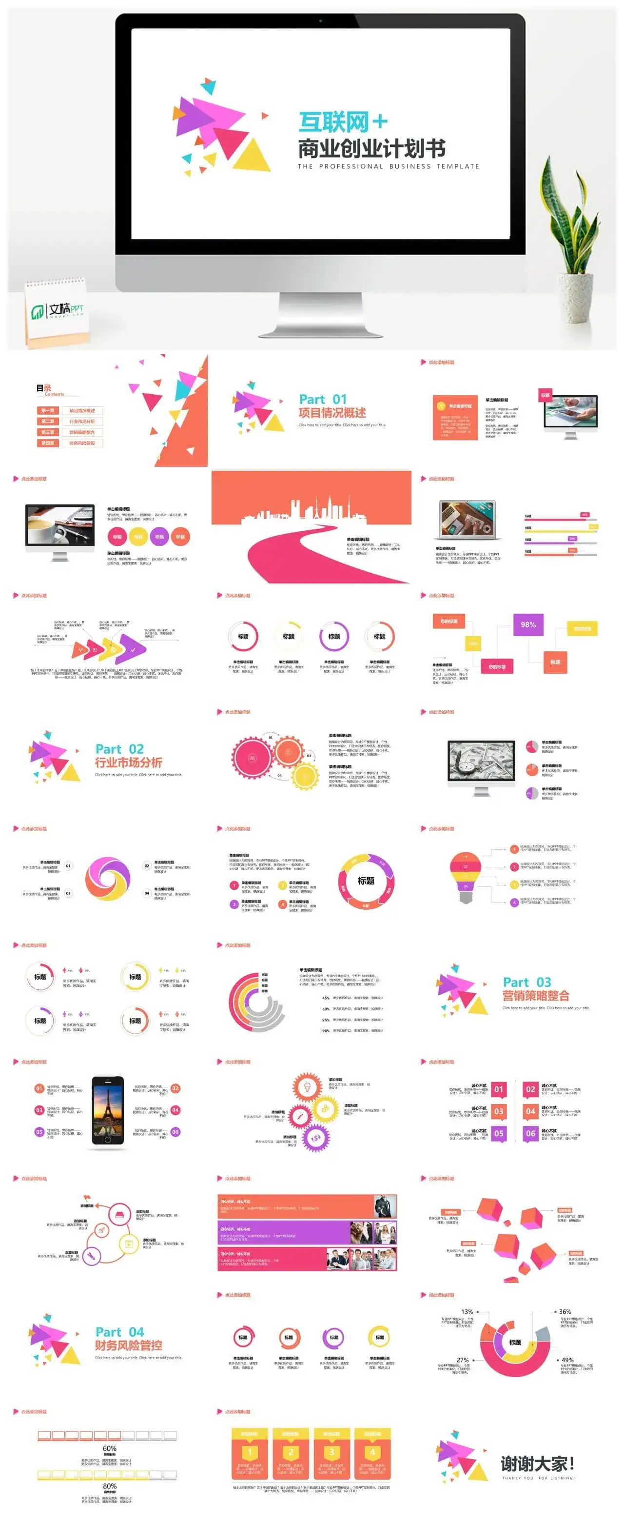 互联网行业商业创业计划书PPT模板