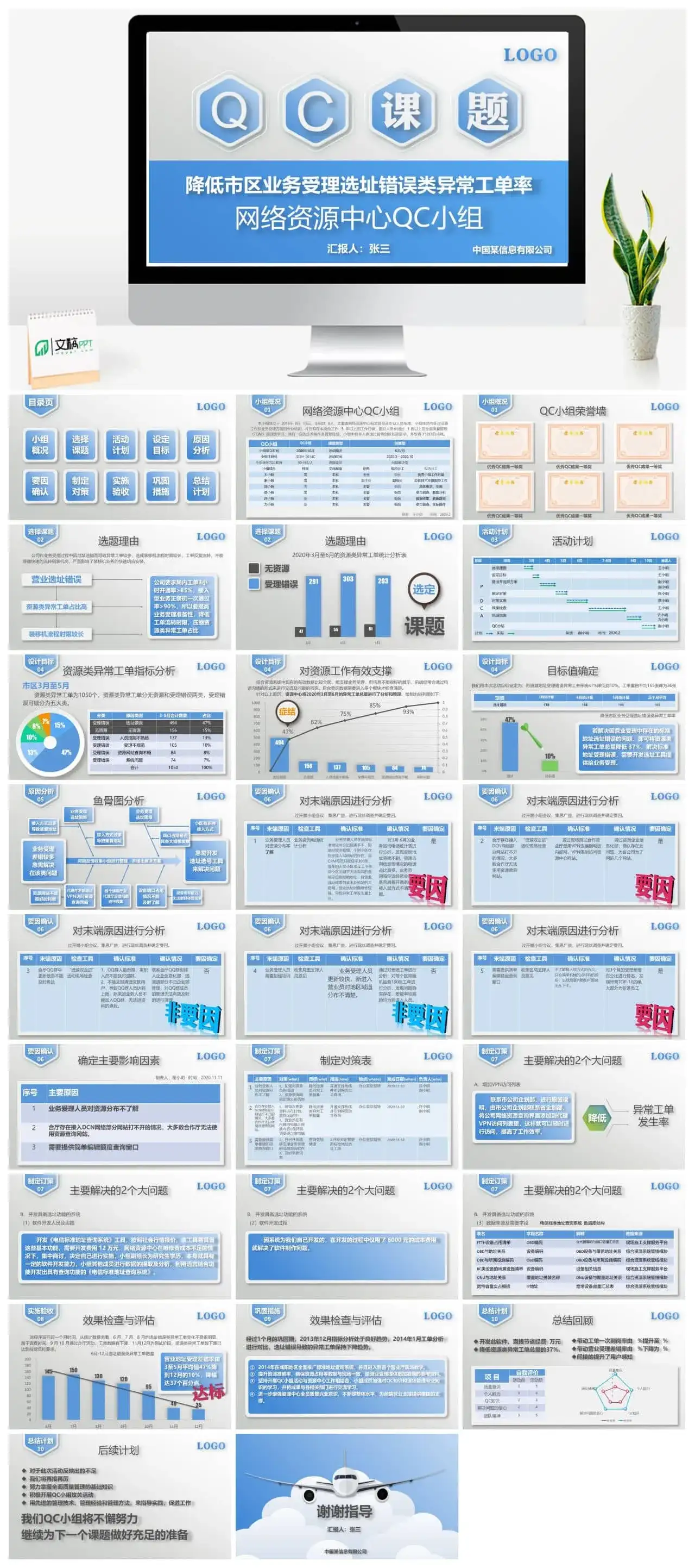 工业QC课题活动发布ppt模版