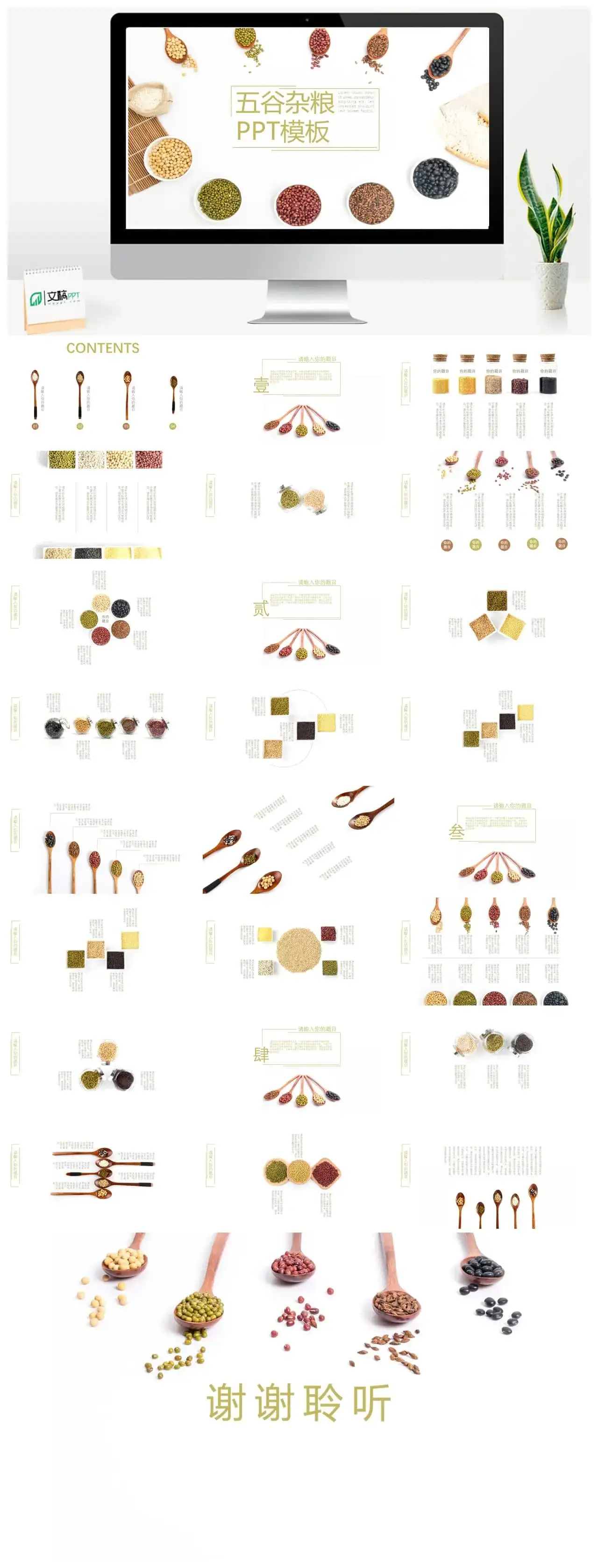 五谷杂粮养生知识科普PPT模板