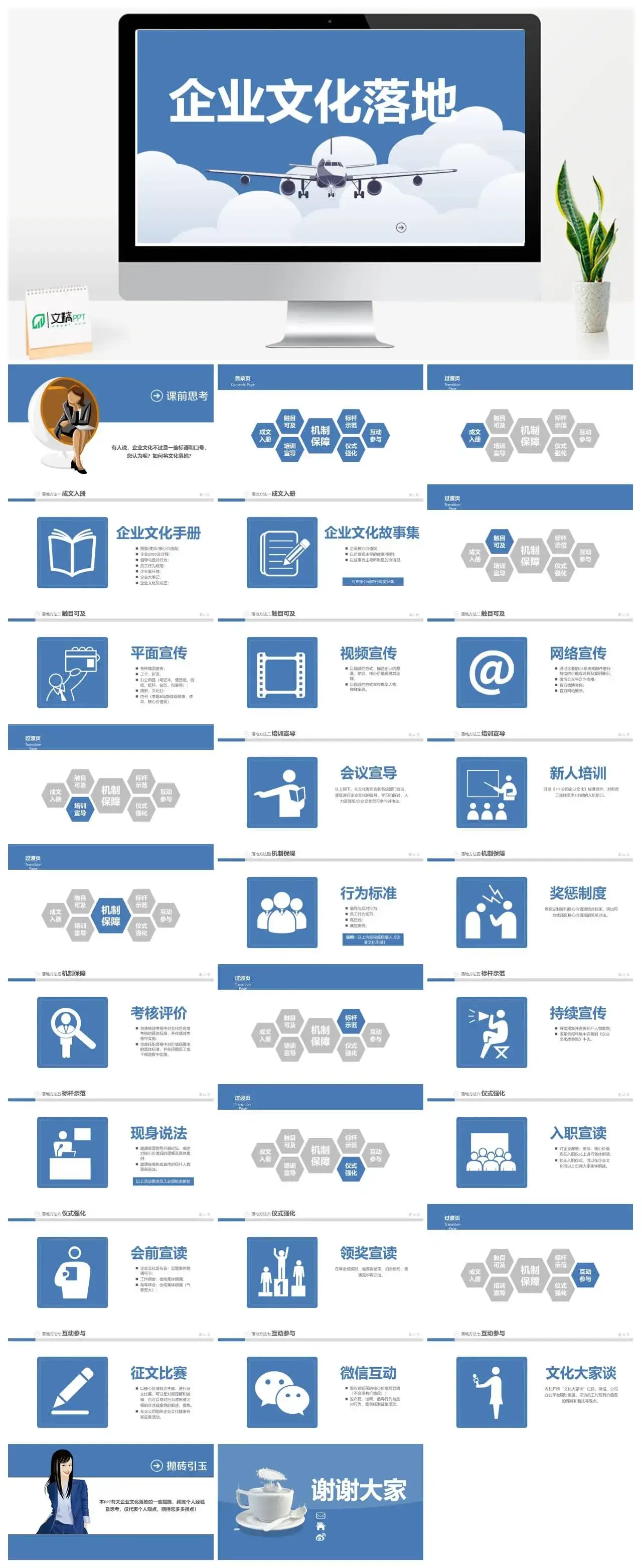 企业文化落地宣传PPT模板