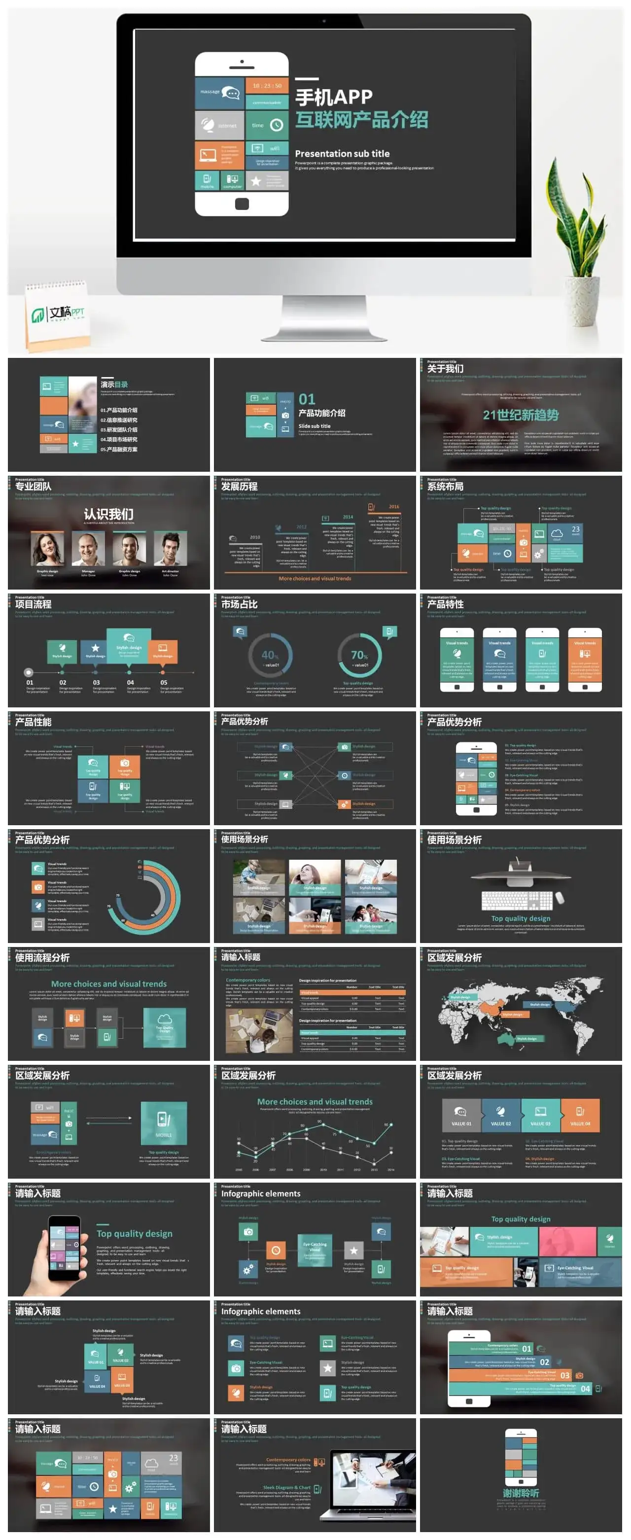 手机APP互联网产品介绍PPT模板