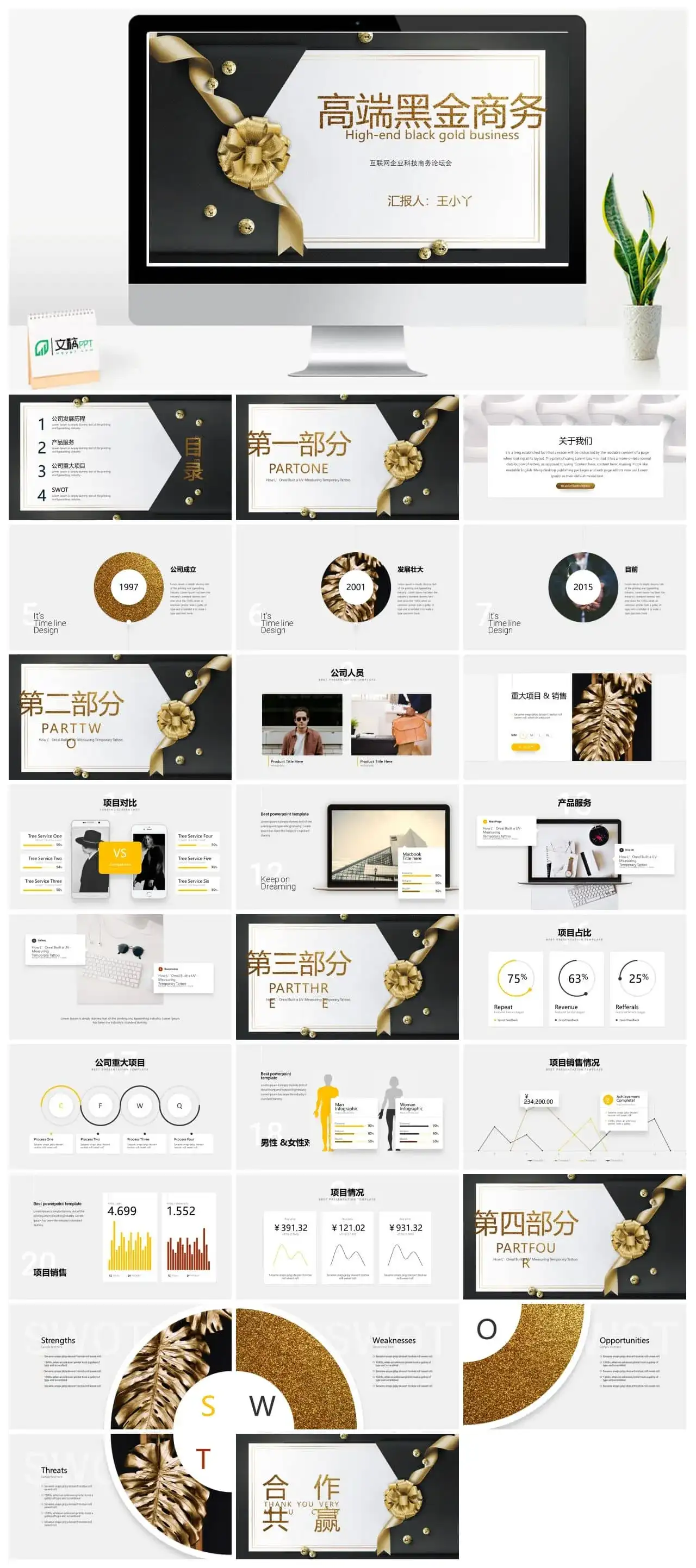 高端黑金商务公司介绍企业宣传PPT模板