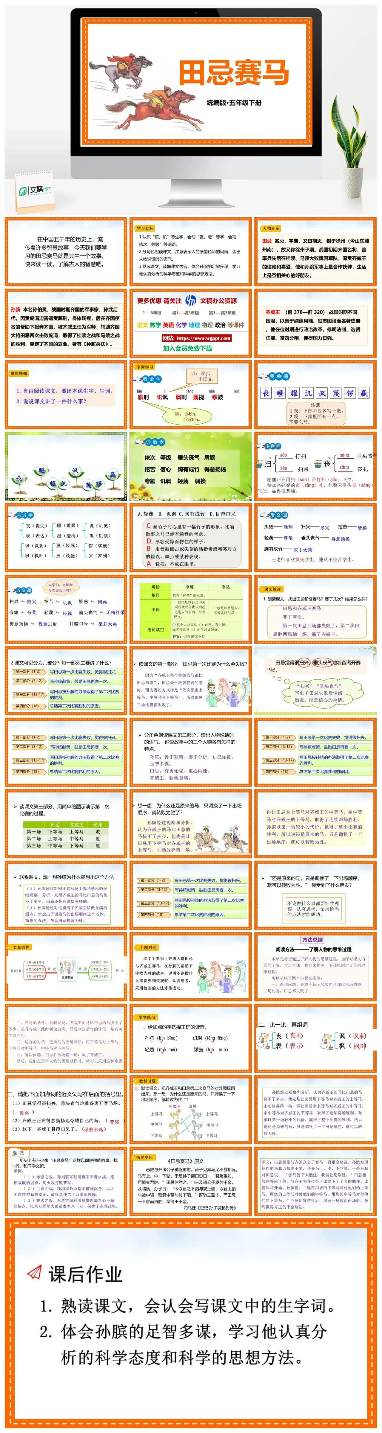 人教部编版语文五年级下册PPT课件田忌赛马