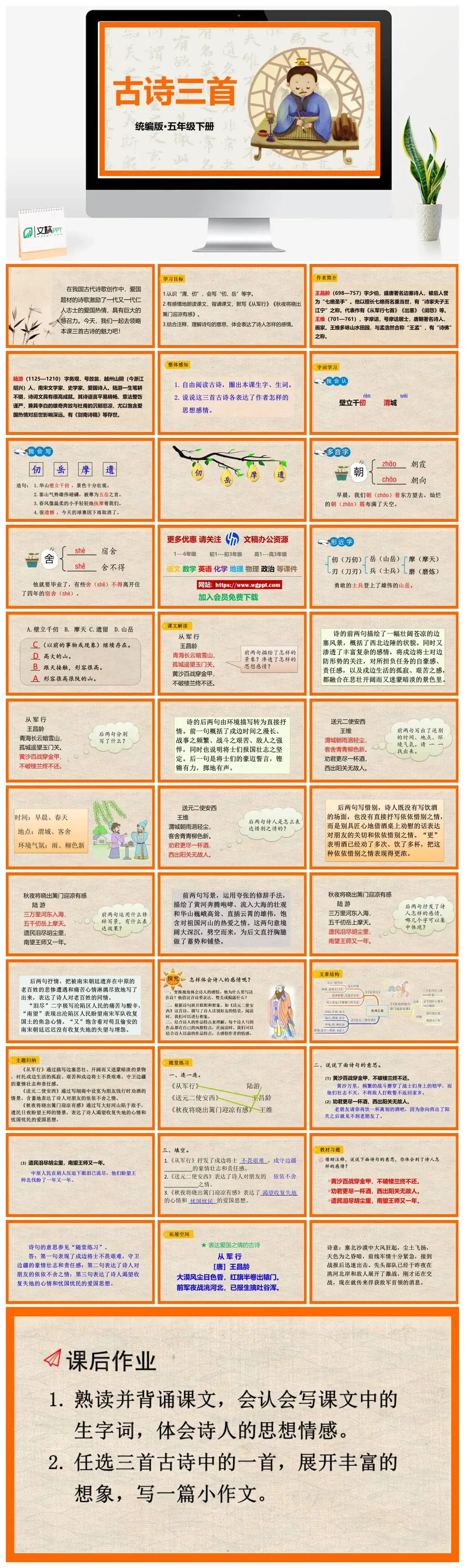 人教部编版语文五年级下册PPT课件古诗三首