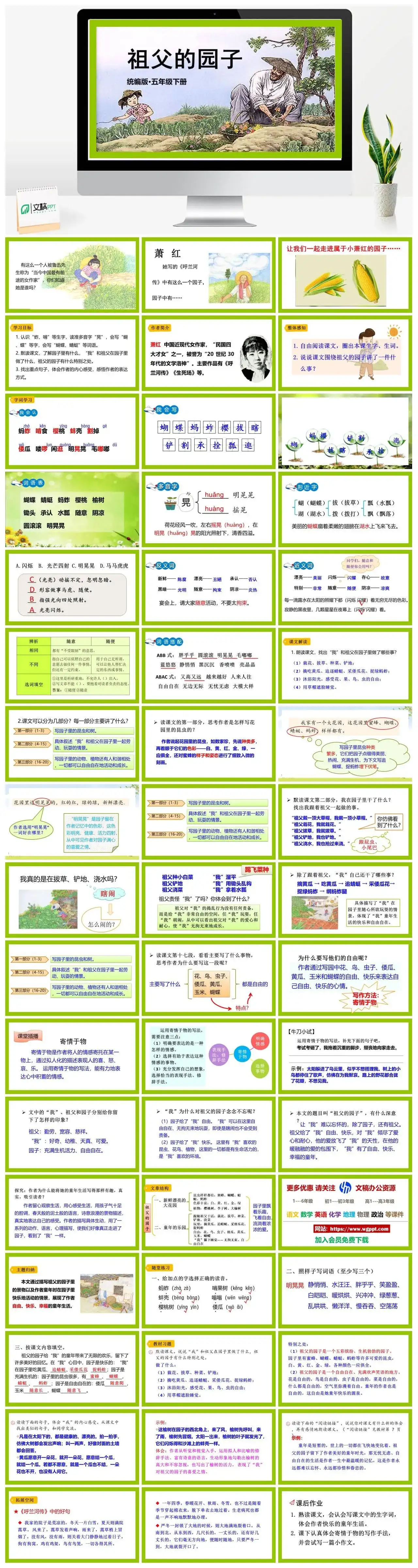 人教部编版语文五年级下册PPT课件祖父的园子