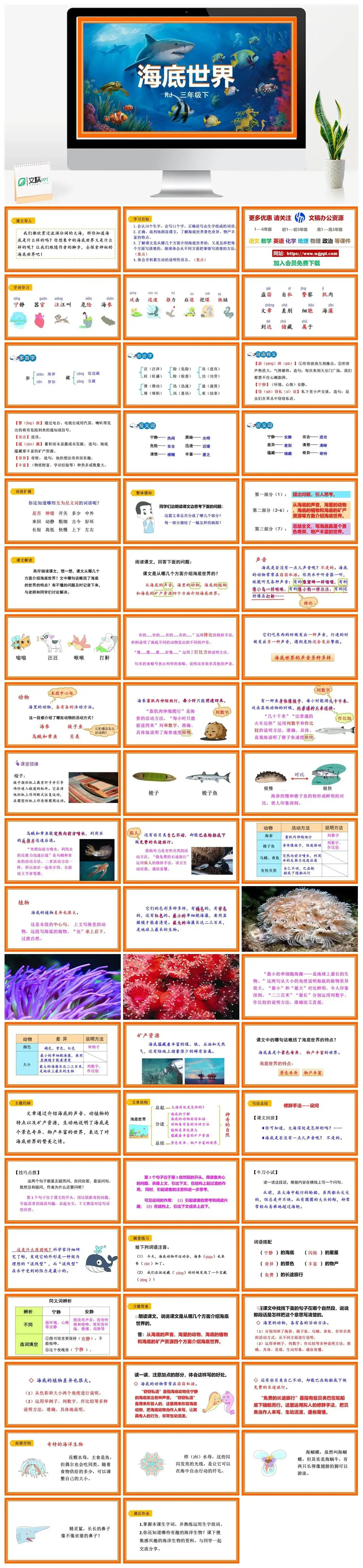人教部编版语文三年级下册PPT课件海底世界