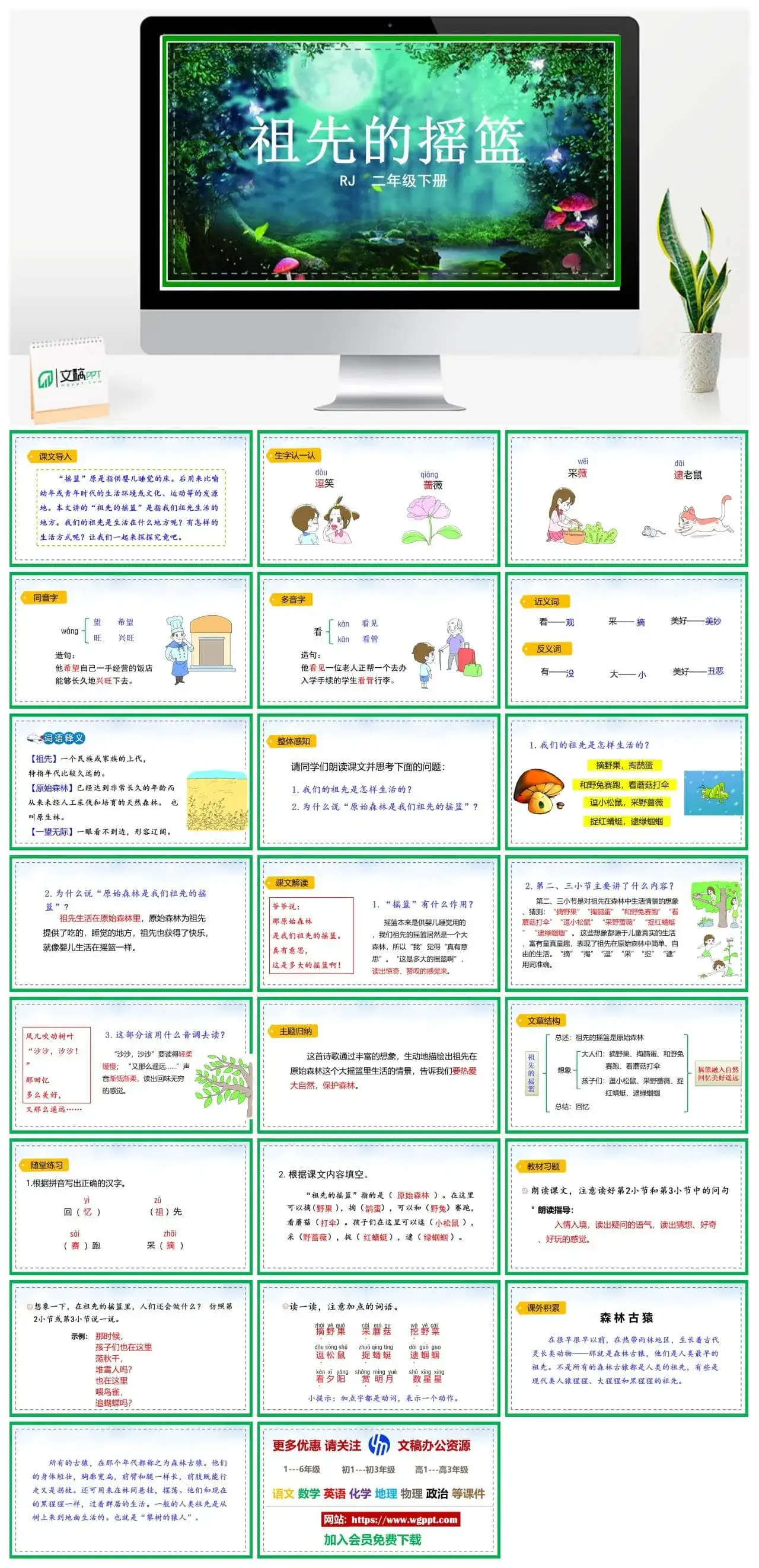 人教部编版二年级语文下册PPT课件祖先的摇篮