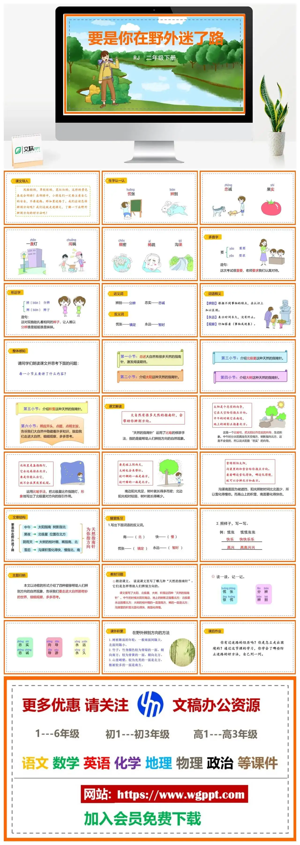 人教部编版二年级语文下册PPT课件要是你在野外迷了路