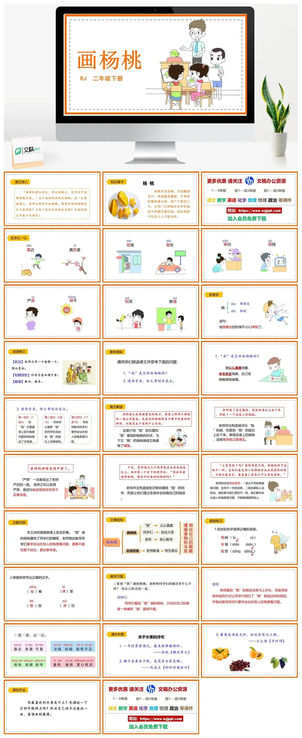 人教部编版二年级语文下册PPT课件画杨桃