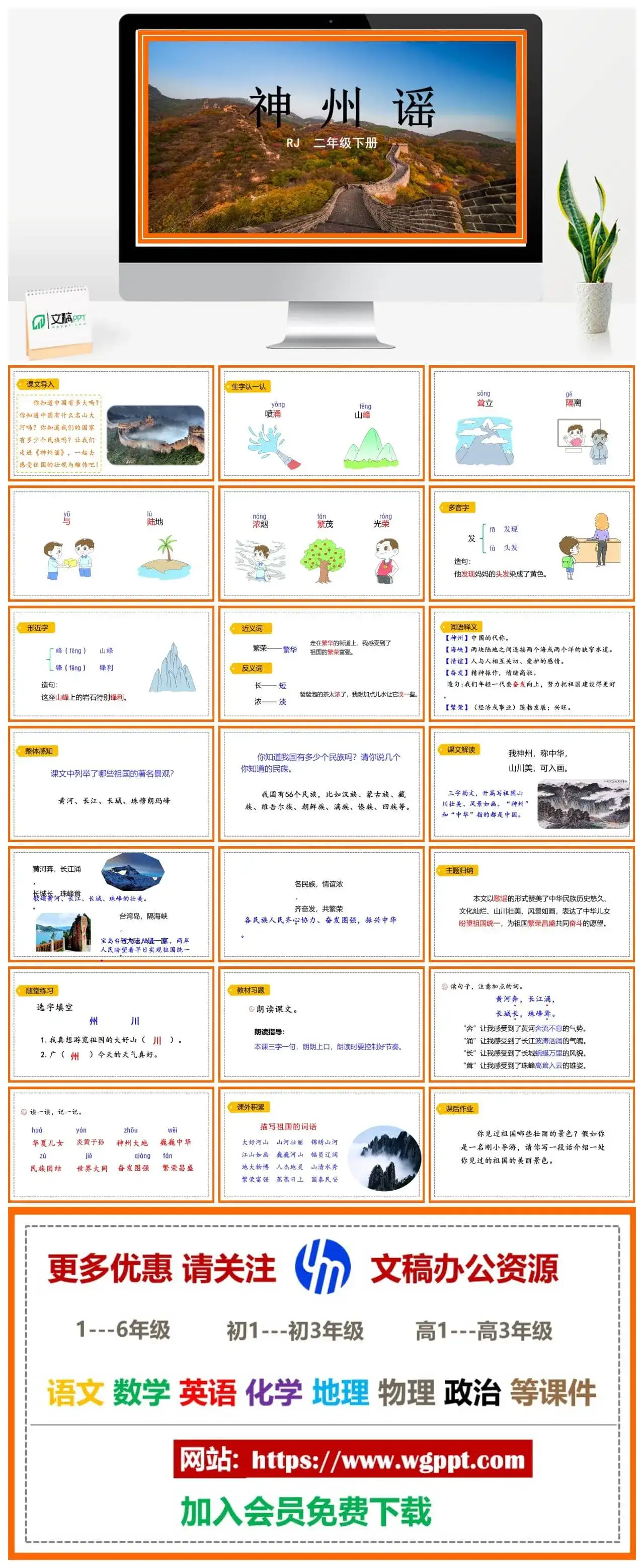 人教部编版二年级语文下册PPT课件神州谣