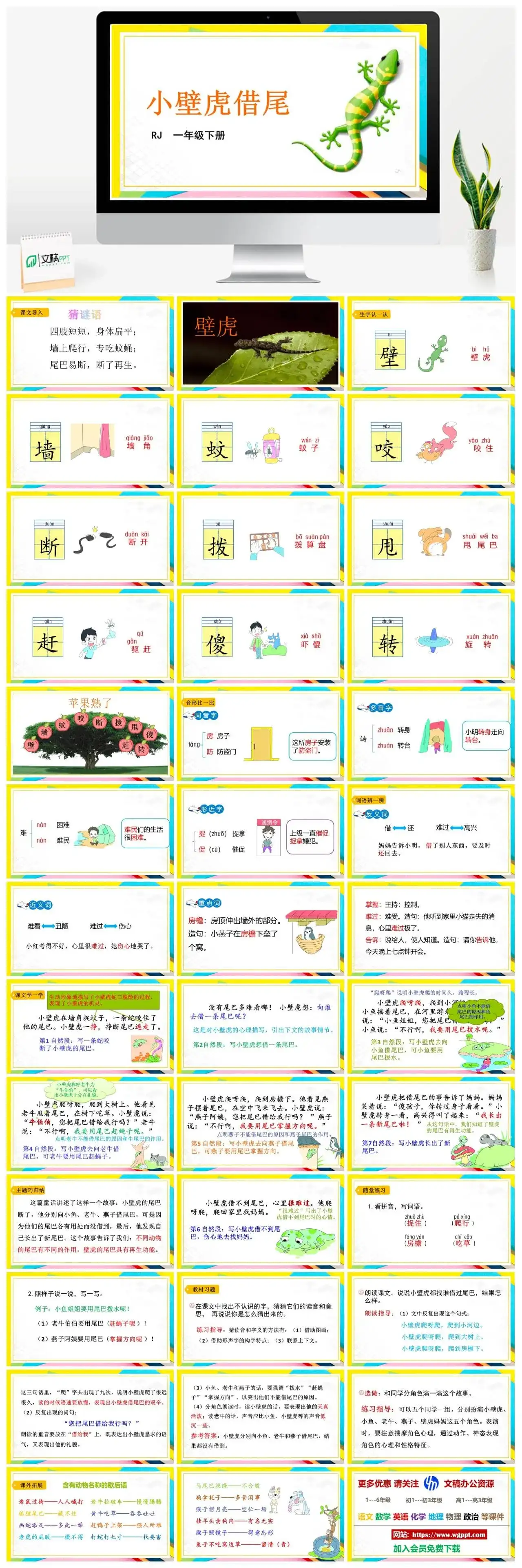 人教部编版一年级语文下册PPT课件小壁虎借尾巴