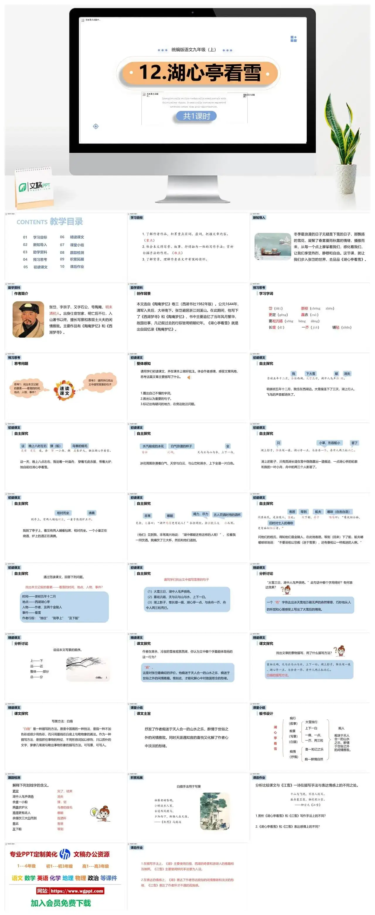 统编版九年级语文上册PPT课件湖心亭看雪