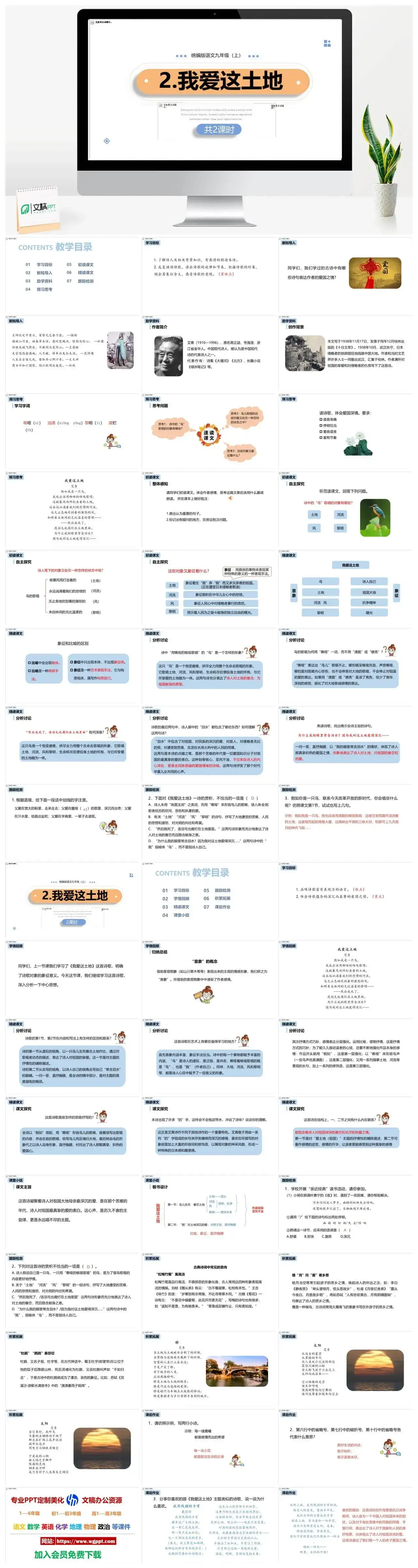 统编版九年级语文上册PPT课件我爱这土地