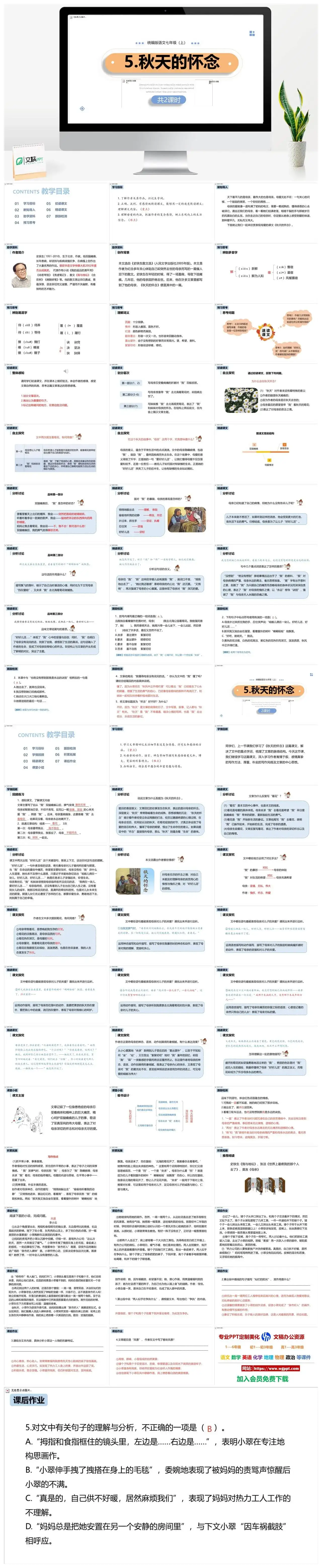 统编版七年级语文上册PPT课件秋天的怀念