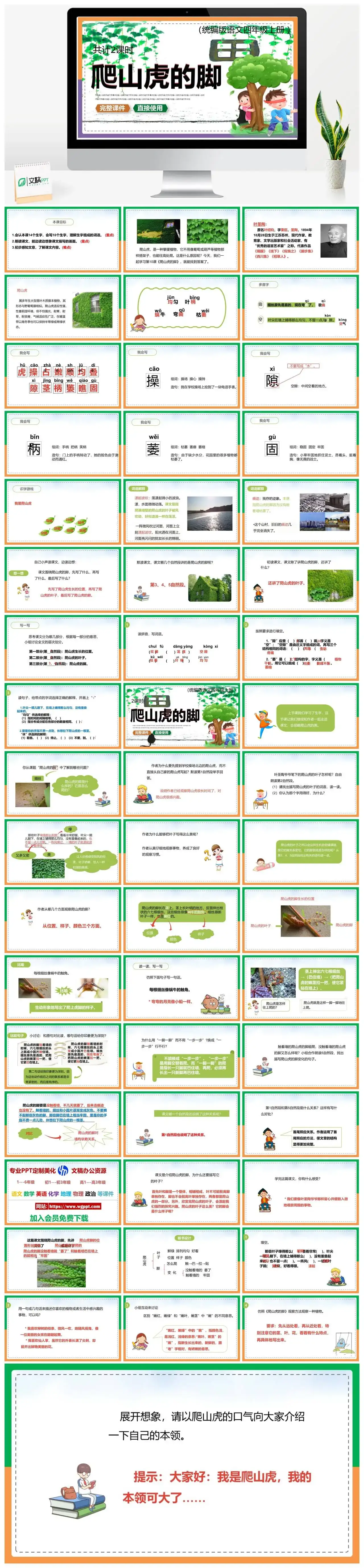 人教统编版语文四年级上册PPT课件爬山虎的脚